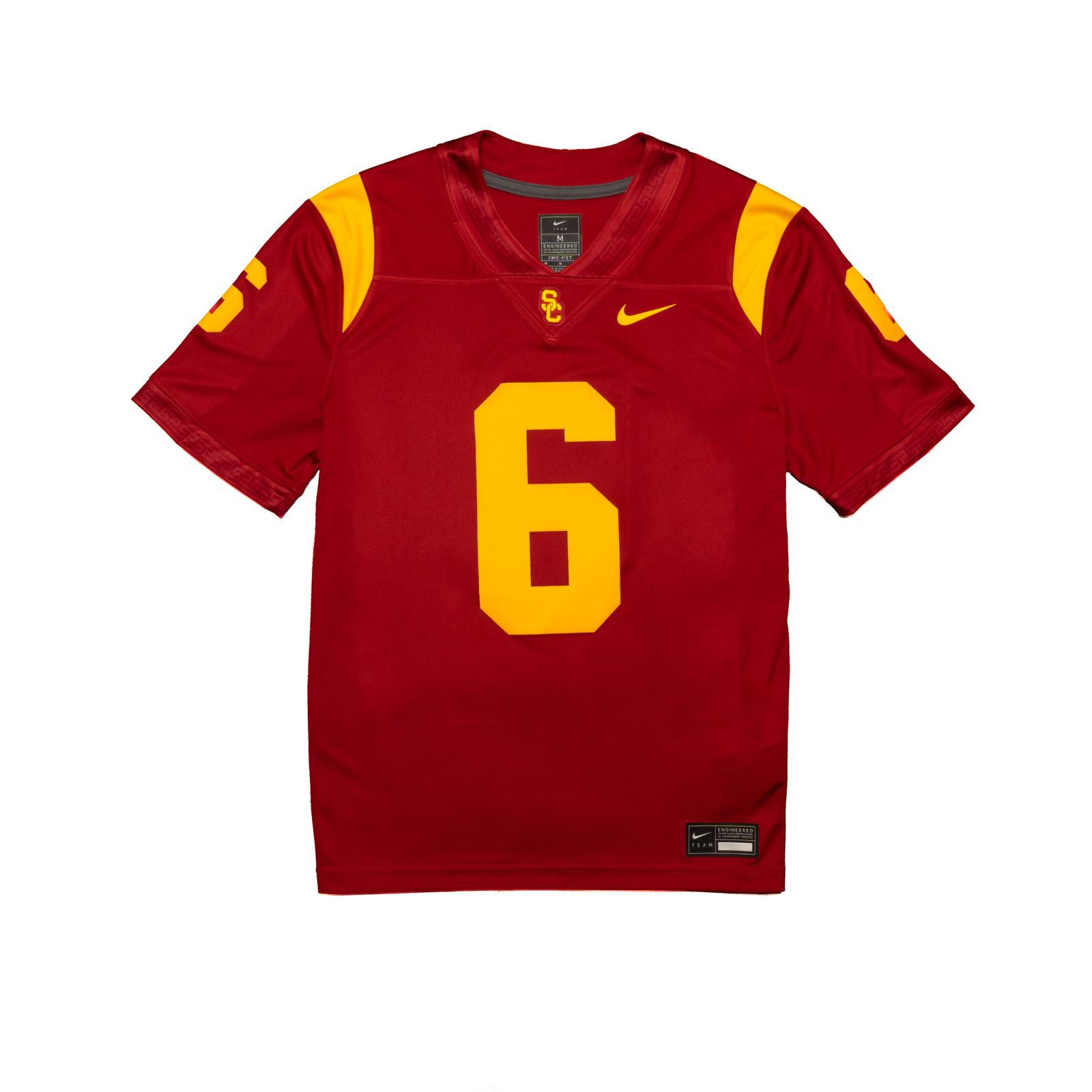 USC Trojans Men's Nike Cardinal #6 Makai Lemon Football Jersey